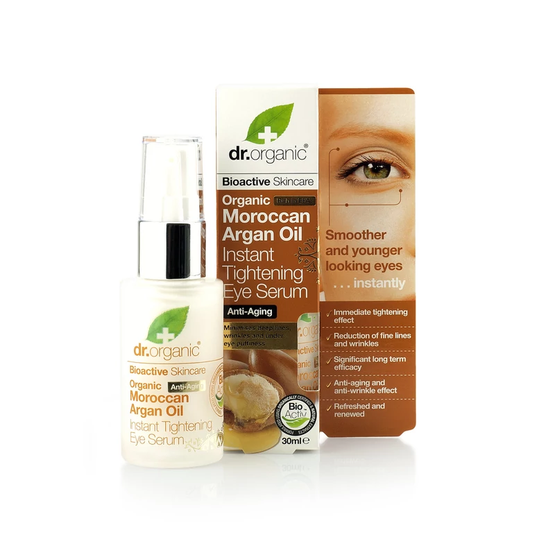 Dr. Organic Szemkörnyék feszesítő szérum bio marokkói argánolajjal • 30 ml